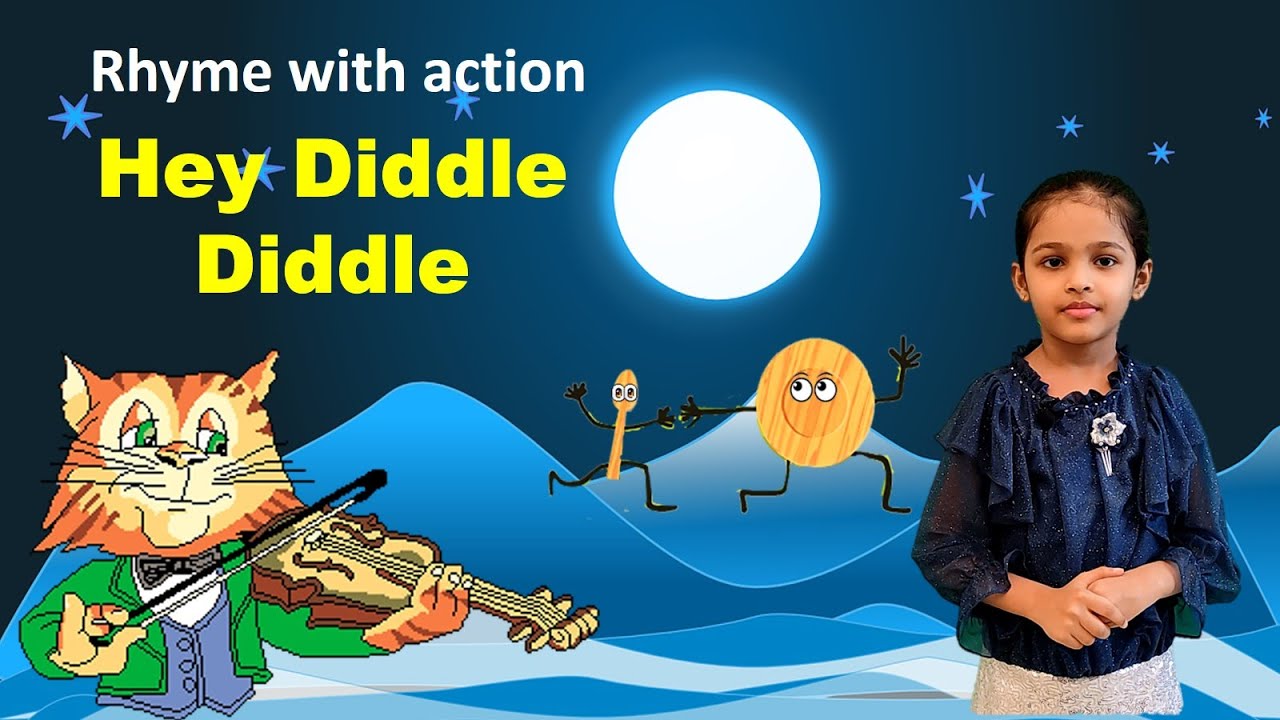 Hey Diddle Diddle | Rhyme with action | English nursery rhyme for kids |UKG rhyme for kids