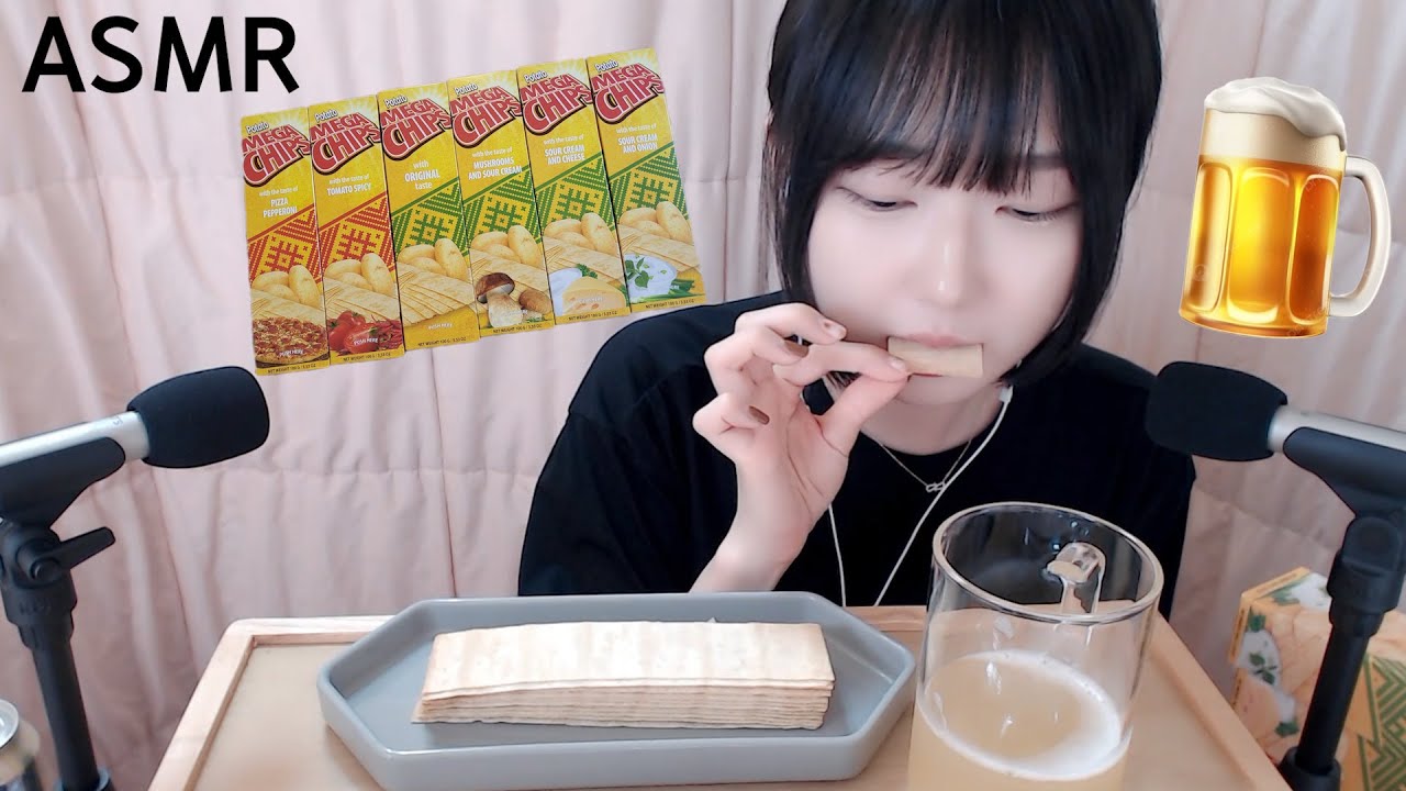 [혼술 ASMR] 포테이토 메가칩스와 맥주 이팅사운드🍟🍺 Potato chips and beer eating sound