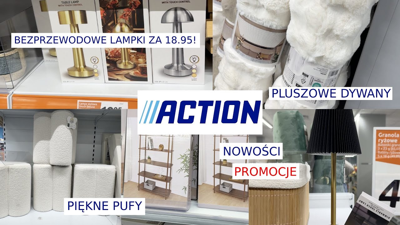 ACTION - NOWOROCZNY PRZEGLĄD NOWOŚCI I PROMOCJI - ŚWIETNE LAMPKI, NOWOCZESNE PUFY, REGAŁY