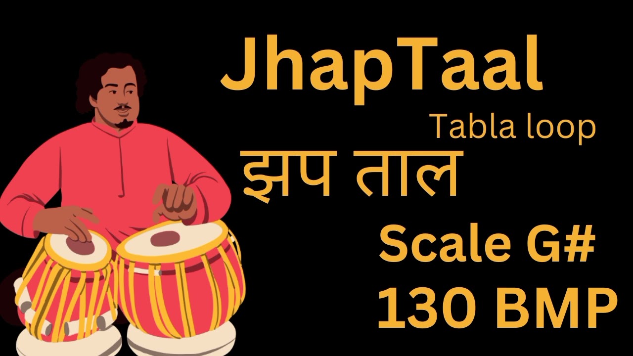 JhapTaal Tabla Loop। Scale G# । 130 BMP।  झप ताल। Jhaptaal for vocal practice।