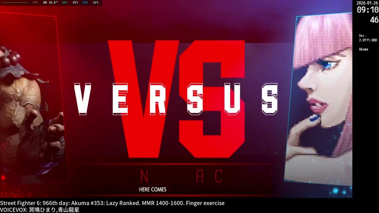 Street Fighter 6: 966th day: Akuma #353: Lazy ranked. MMR 1400-1600. Finger exercise.