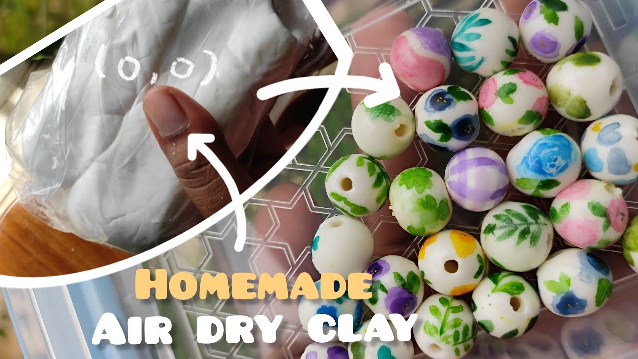 how I make diy AIR DRY CLAY // Painted clay beads // tips & tricks homemade cold porcelain clay