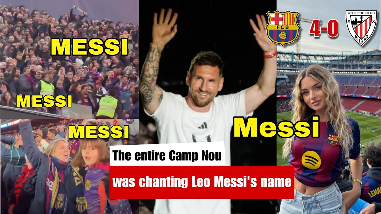 The whole Camp Nou was chanting Leo Messi's name in today's match between Barcelona and Bilbao 4-0 🐐