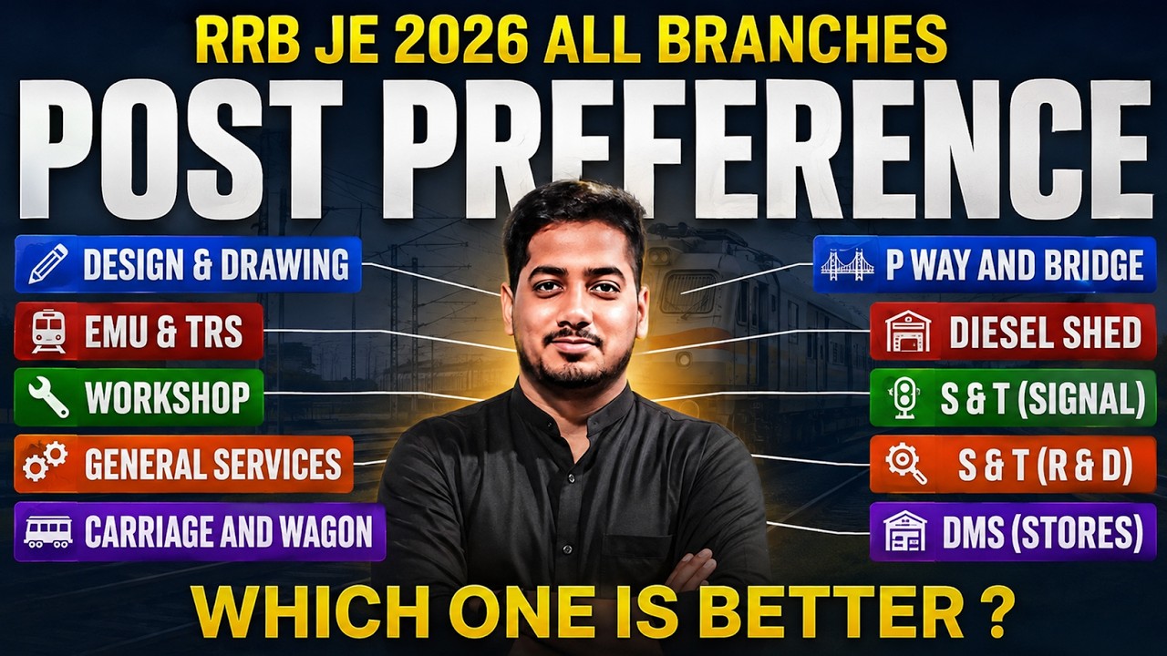 RRB JE 2026 Post Preference for All Branches | RRB JE DMS Job Profile | RRB JE Works Job Profile