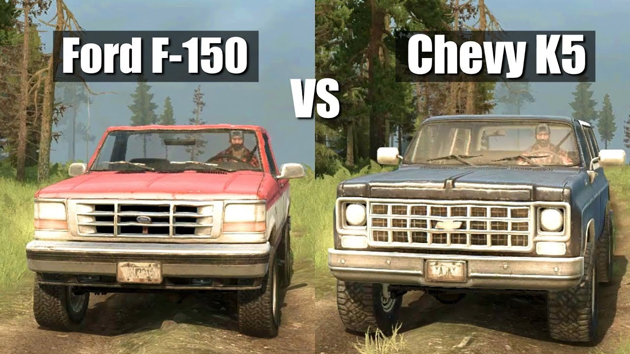 Spintires Mudrunner Ford F 150 vs Chevy K5 Blazer | You asked for it