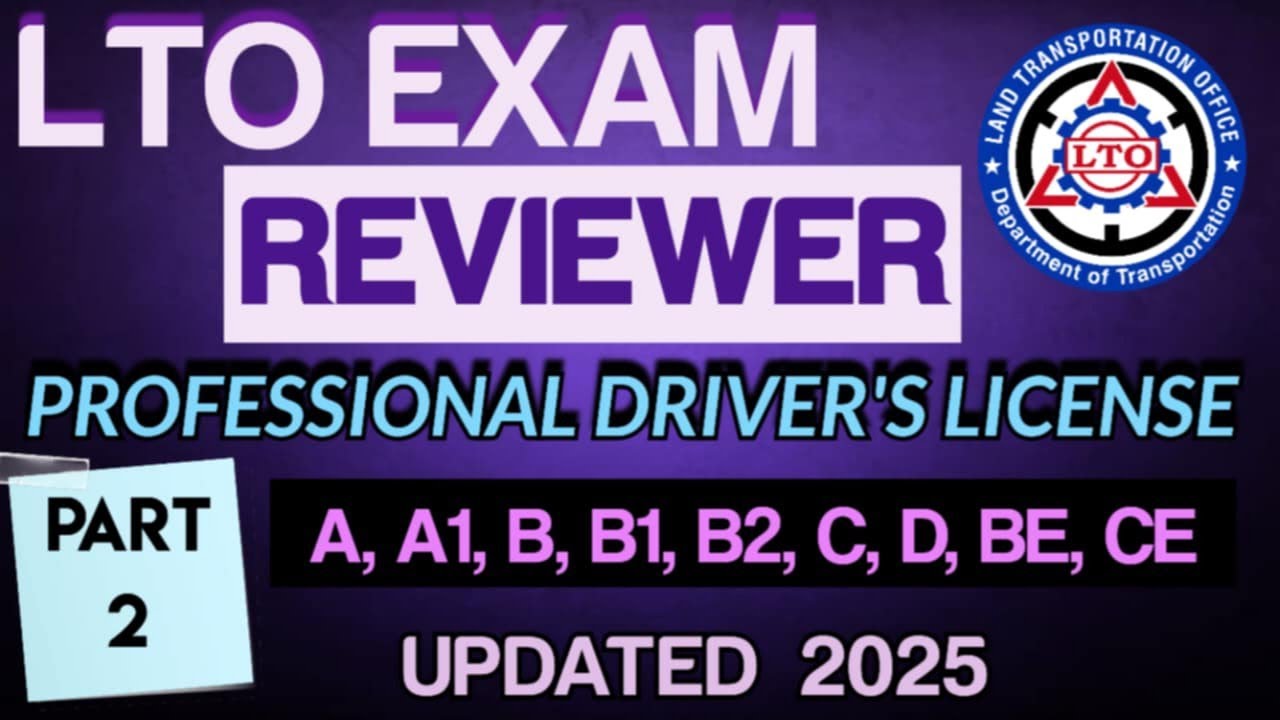 2025 LTO EXAM REVIEWER FOR PROFESSIONAL DRIVER'S LICENSE TAGALOG VERSION PART 2 | LTO REVIEWER 2025
