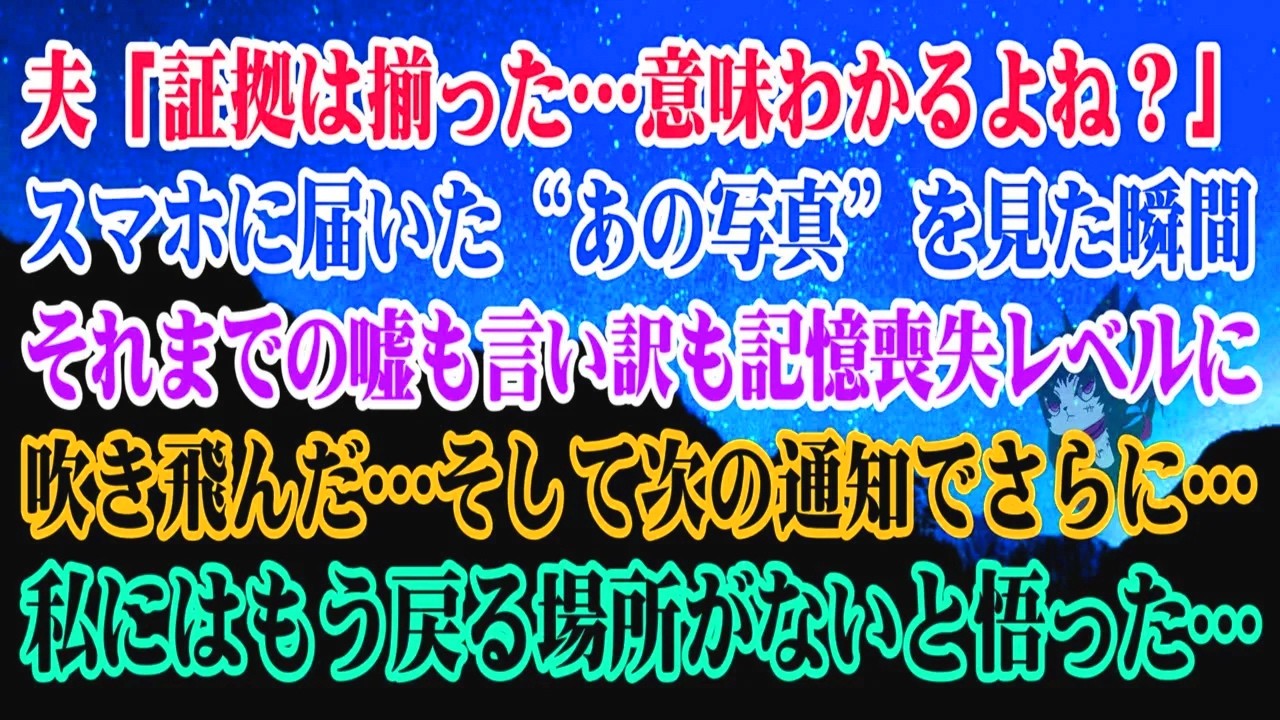 【離婚】夫「証拠は揃った…意味わかるよね？」スマホに届いた“あの写真”を見た瞬間それまでの嘘も言い訳も記憶喪失レベルに吹き飛んだ…そして次の通知でさらに…私にはもう戻る場所がないと悟った…【シタ妻】
