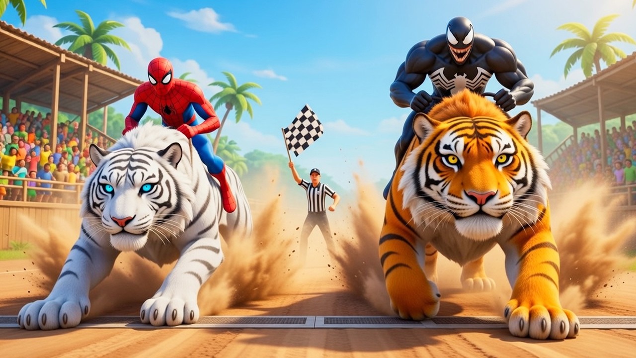 🦈🕷️ SPIDERMAN Wins The Magic Giant MEGALODON Shark Racing Championship – Epic Racing Challenge2