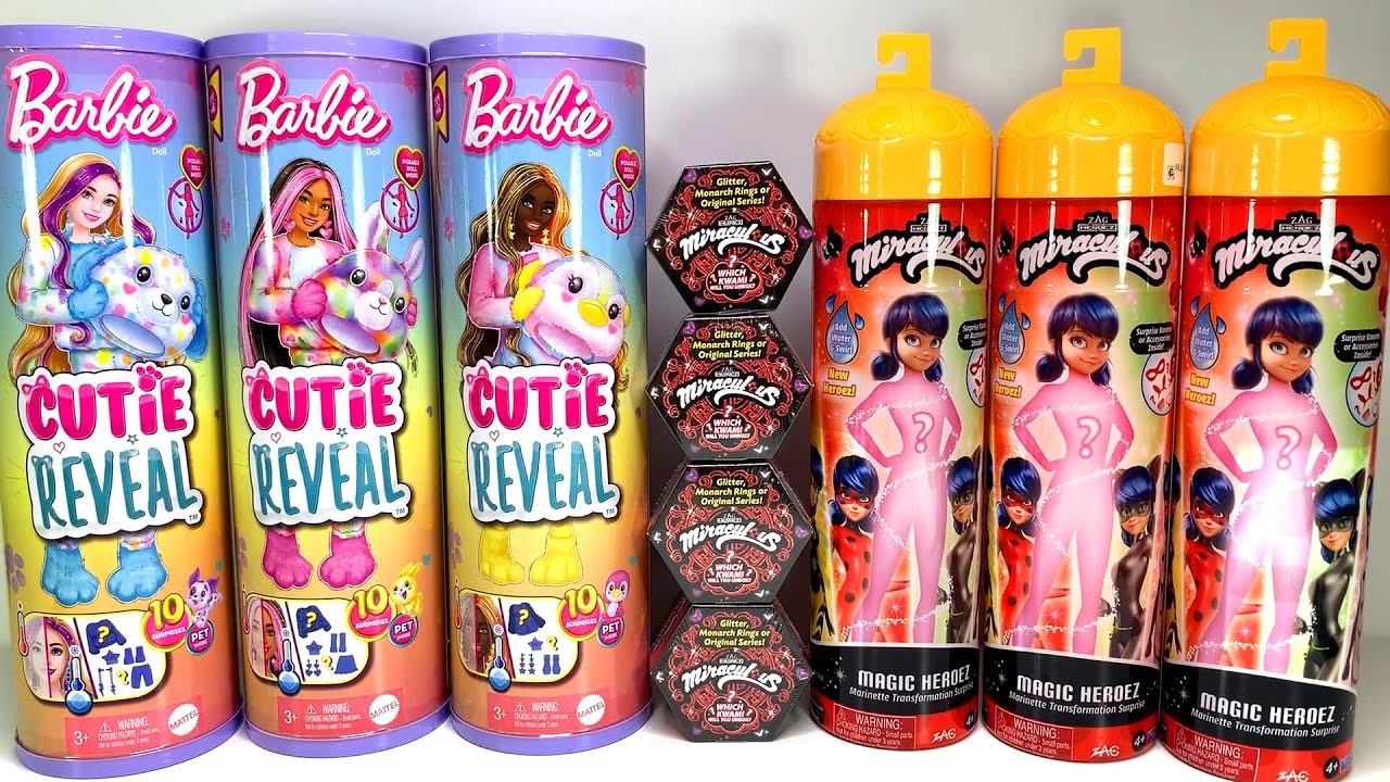 Barbie MYSTERY SURPRISE TOYS Cutie Reveal & Miraculous Ladybug Magic Heroez Water Reveal ASMR!