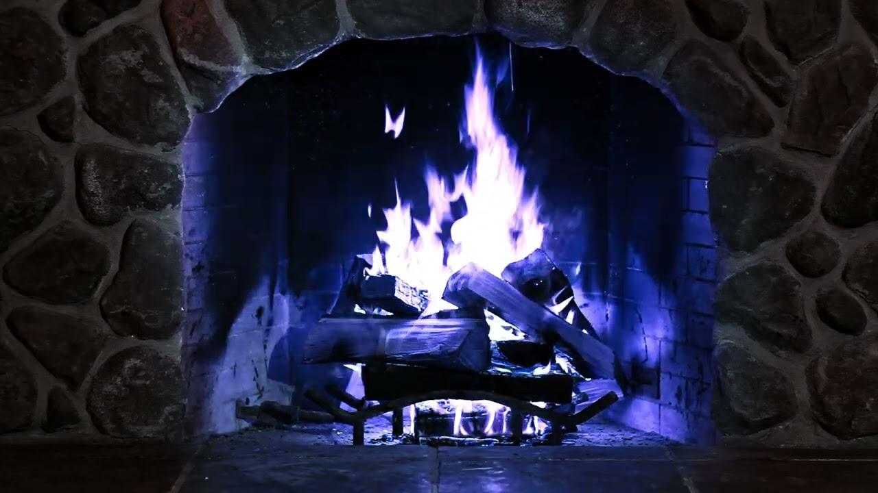 BLACKLIGHT FLAMES IN 4K UHD (10 hours) With Relaxing Crackling Sounds