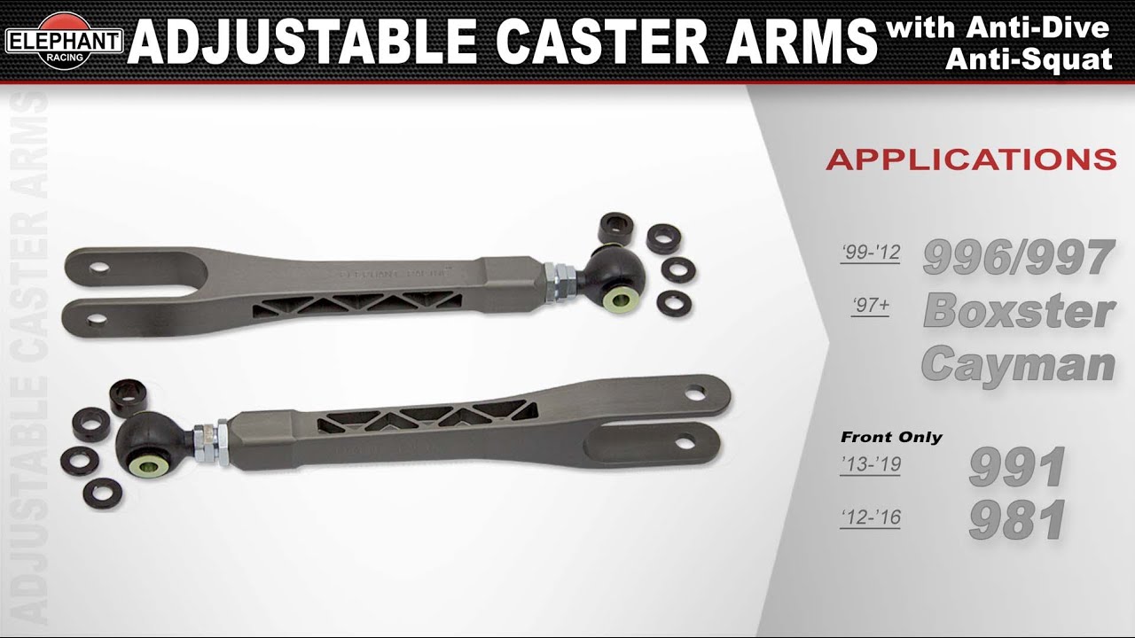 Adjustable Caster Arms with Anti Dive/Anti Squat for Porsche 996, 997, 991 Boxster and Cayman