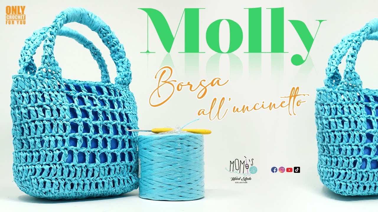TUTORIAL BORSA UNCINETTO IN RAFIA - MOLLY - EASY CROCHET MESH BAG @Momì's #crochet