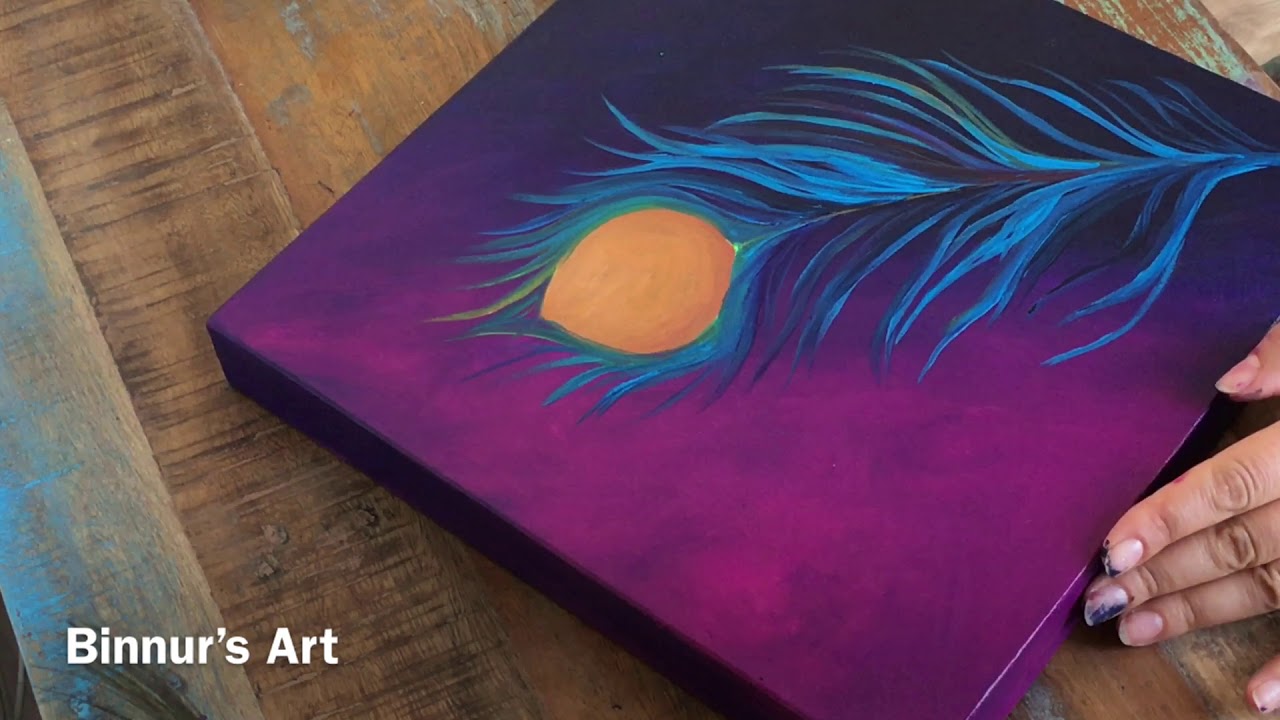 Malen mit Binnur’s Art 🎨 No. 1- Pfaufeder- Peacock feather acrylic painting 🦚