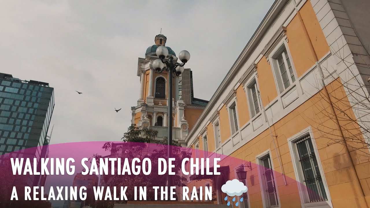 Walking Santiago de Chile 🇨🇱: A relaxing walk in the rain - Providencia (Binaural Sounds) | 4K 50fps