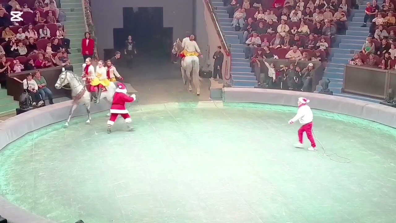 Horses and acrobats. Almaty Circus. Kazakhstan.