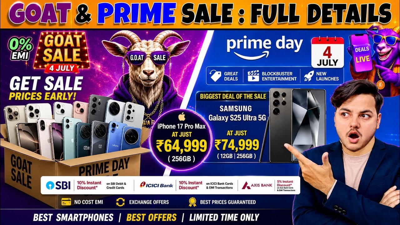 Flipkart GOAT Sale & Amazon Prime Day Sale 2026 🔥Full Details, Discounts & Card Offers Explained!