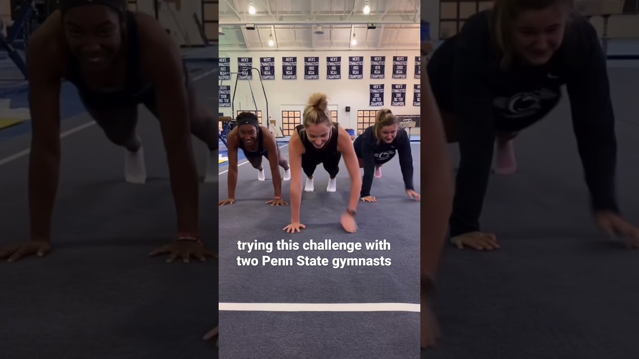 push up challenge with 2 PSU gymnasts!! I tried😂 #shorts