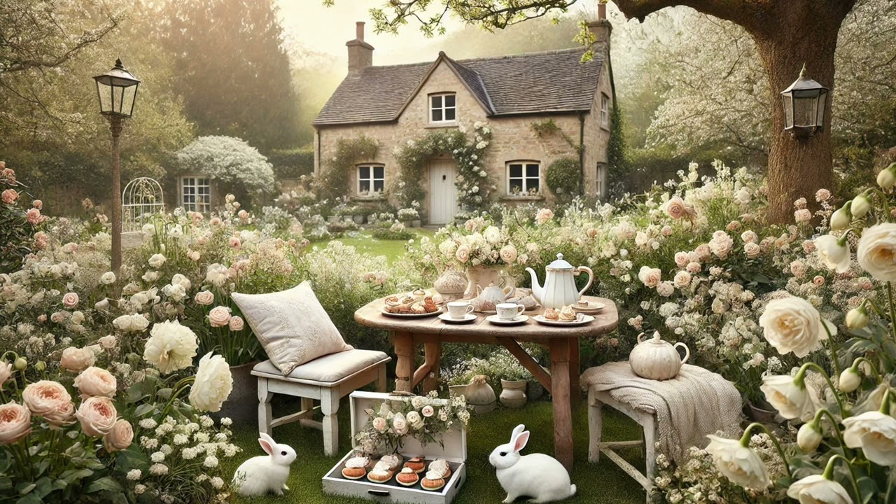 Spring Tea Party Tv art with outdoor sounds