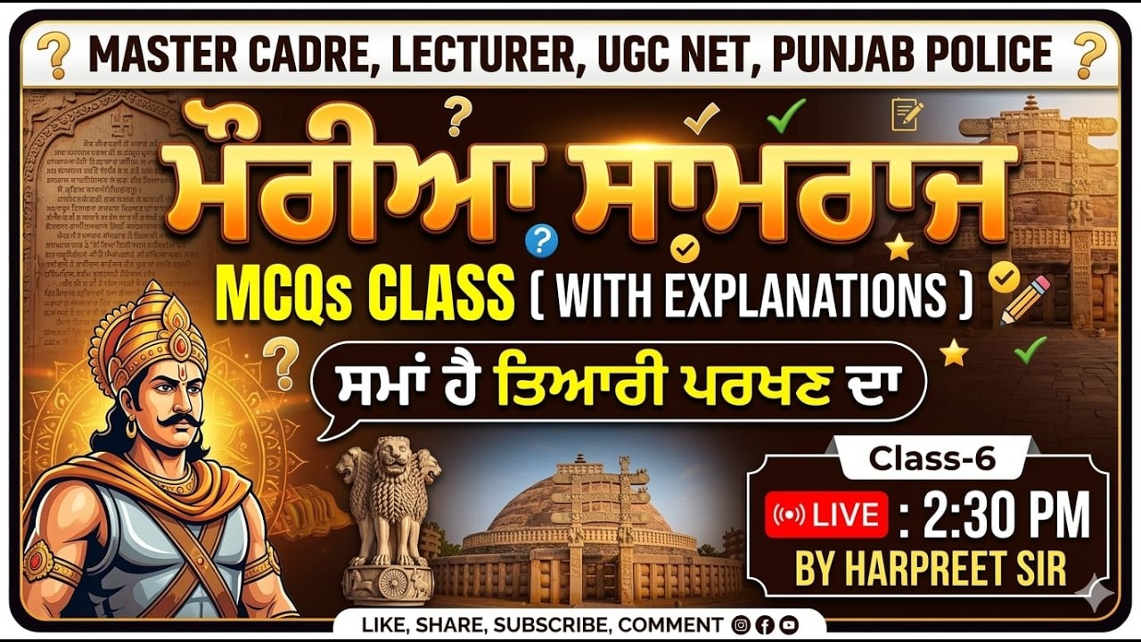 CLASS - 6 MAURYA DYNESTY #mastercadre #lecture #ugc #ancienthistory #history #generalknowledge #gk