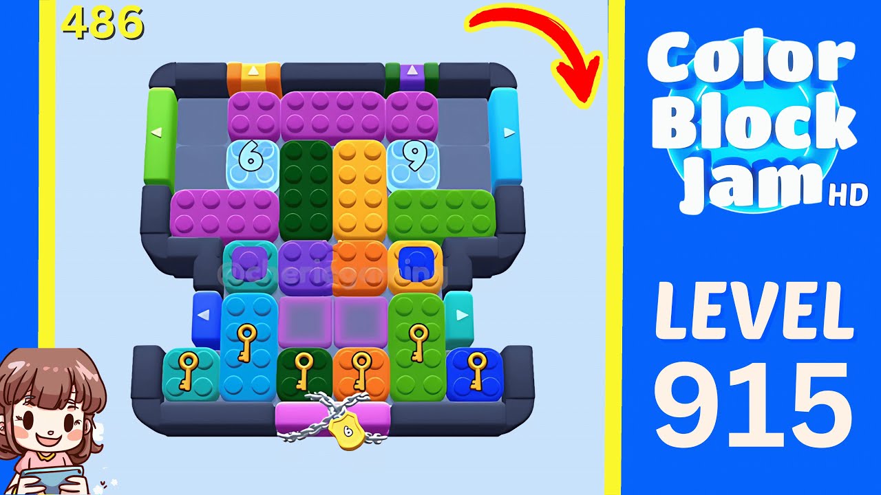 Color Block Jam Level 486 (915) Solution Walkthrough
