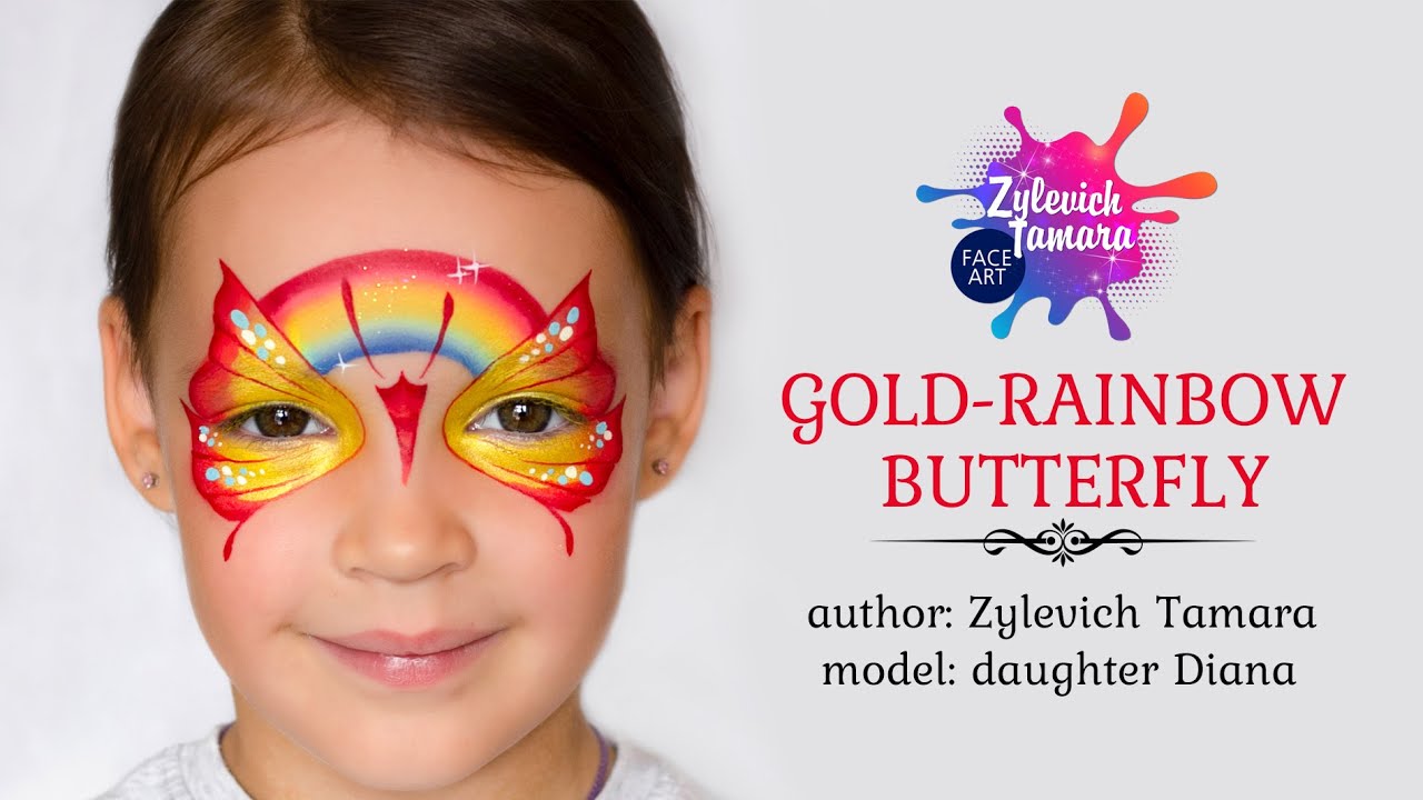 Gold-rainbow butterfly the face paint tutorial