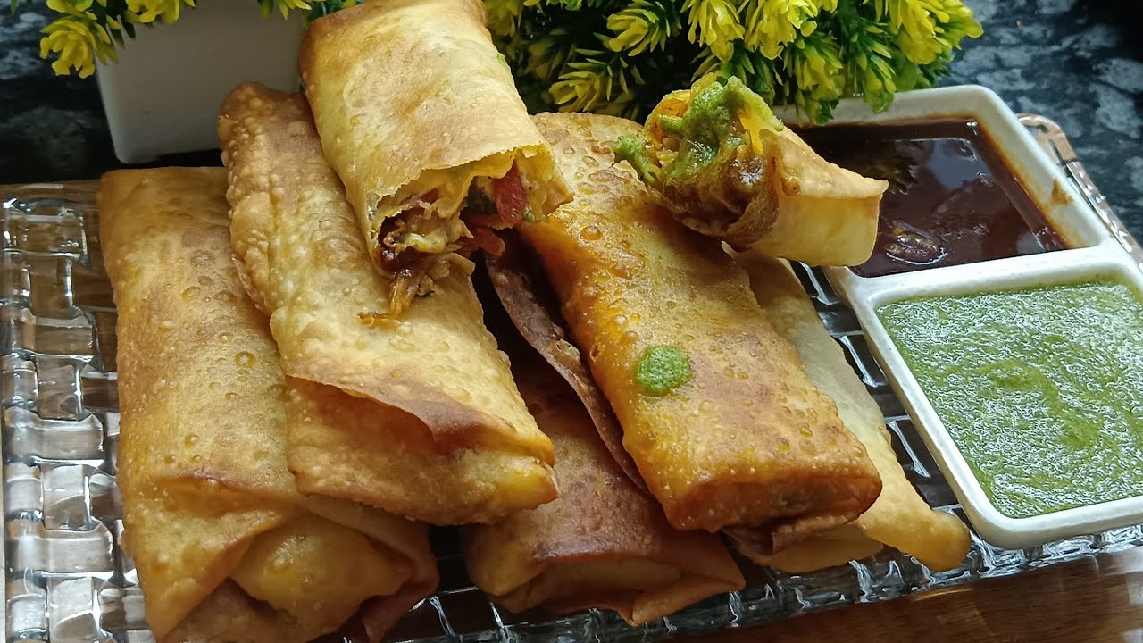 Chicken Cheese Spring Roll | Party Special Crispy Spring Roll Recipe