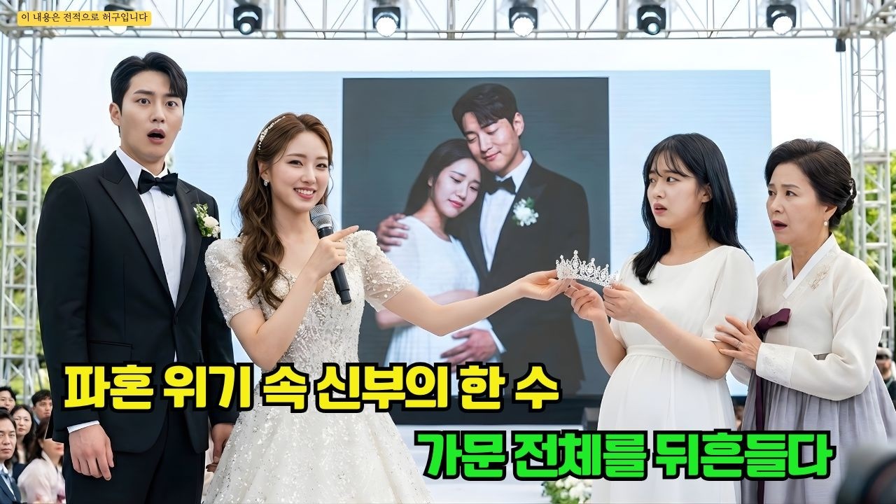 시어머니가 임신한 내연녀를 데려와 결혼식을 망치려 했다, 신부는 왕관을 건네고 LED 화면에 아이 아버지의 진짜 정체를 공개했다
