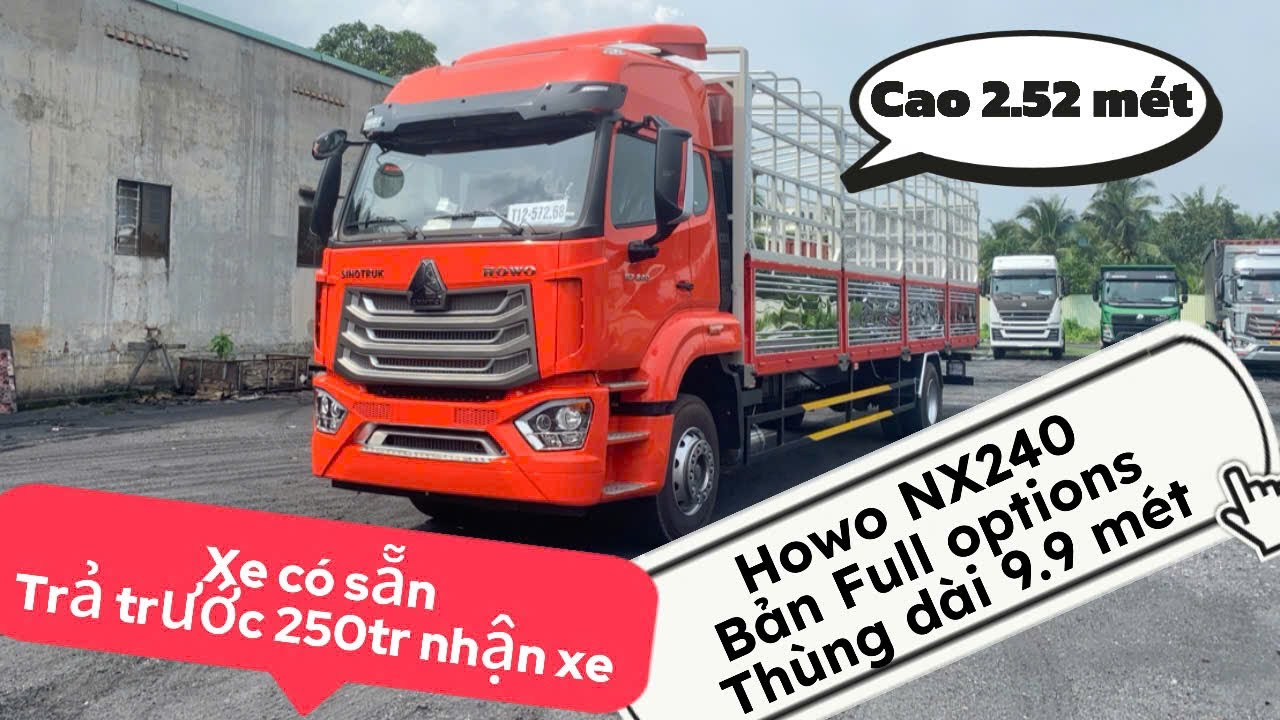 Xe Tải Howo NX240 2025 Máy Man MC07 240hp Tải Trọng 8.5 Tấn Thùng Dài 9.9 Mét Cao 2.5Mét #xetaihowo 