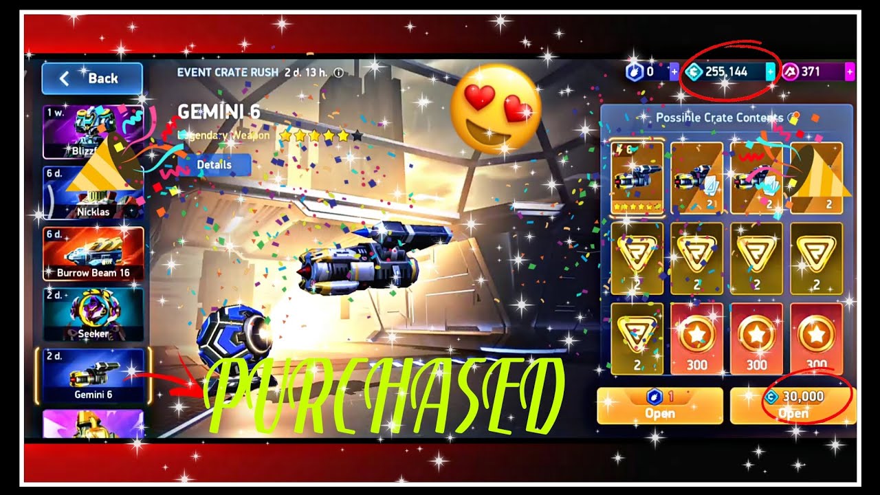 I got Legendary weapon Gemini 6 from Event Crate Rush in Mech Arena 🎉🎉🥳#video