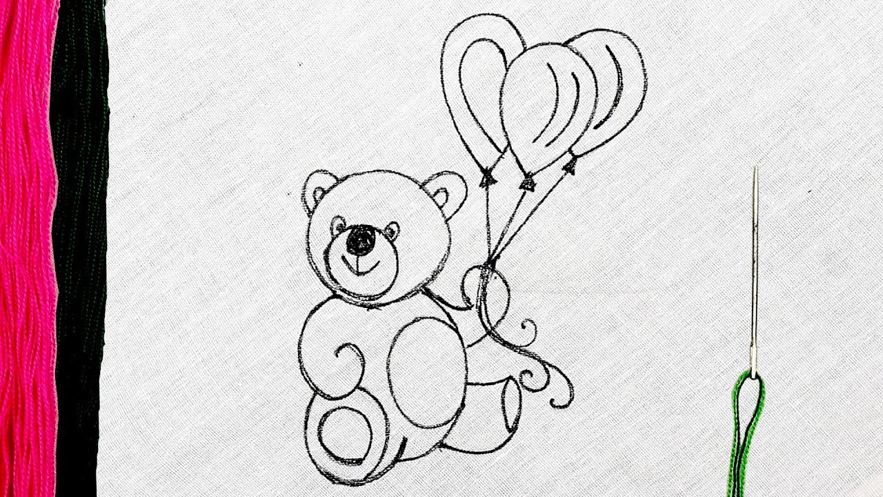cute embroidery for kids - hand embroidered Panda with balloons - super cute embroidery designs