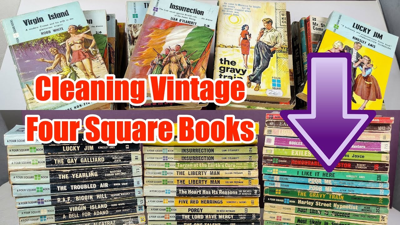 Cleaning A Vintage - Four Square - Paperback Collection - Unintentional ASMR Book Repair!