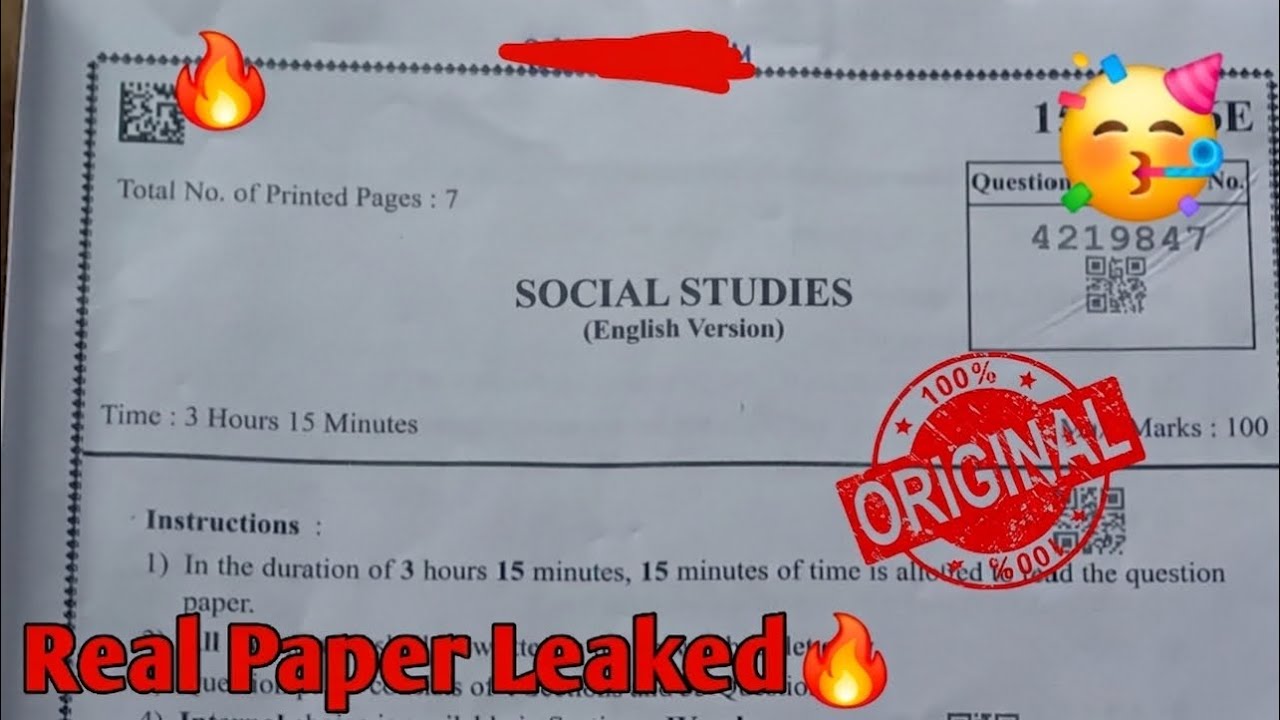 AP 10th Class Social Studies Public Exam 💯 Real Question Paper - 2025 - 2026 
