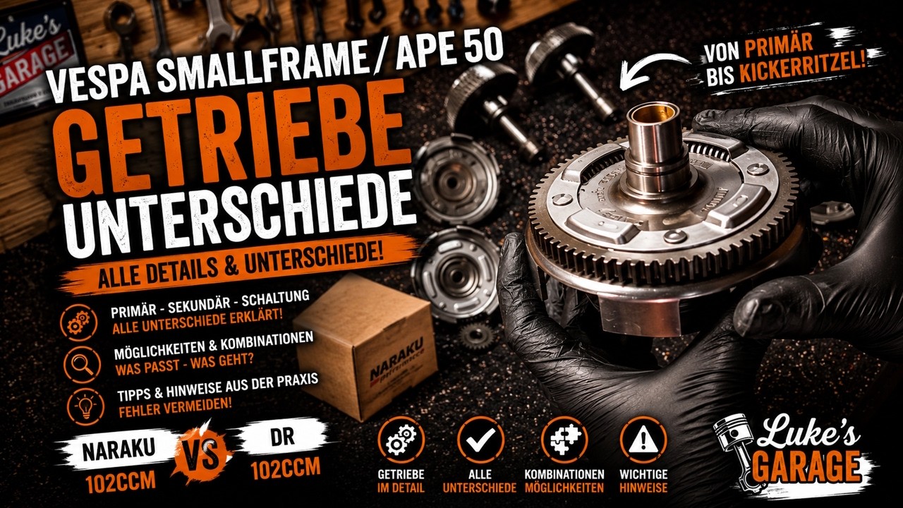 Vespa Smallframe 50 / APE 50 Getriebeübersetztung Unterschiede - Empfehlung @Lukes-Garage