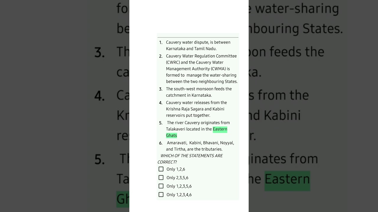 CAUVERY WATER DISPUTE