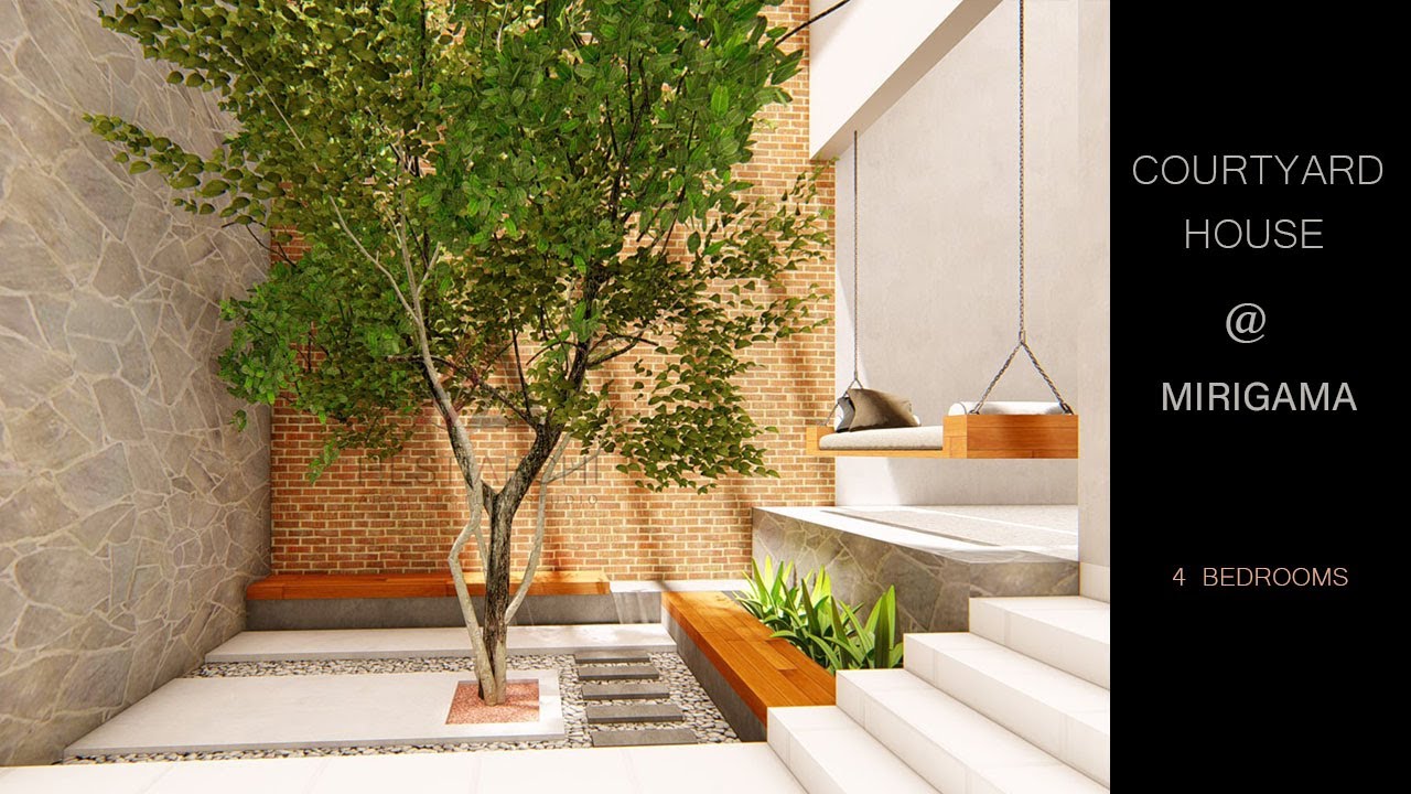 Courtyard House| 4 Bed Room House | Modern |Architecture | Interior design| Singel story| Mirigama
