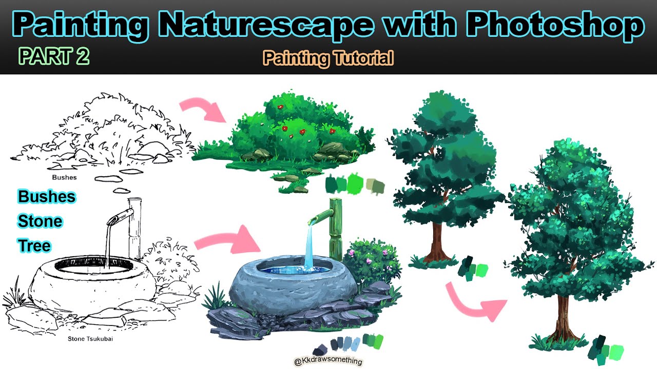 How to paint foliage with Photoshop (Ghibli Style)🌱