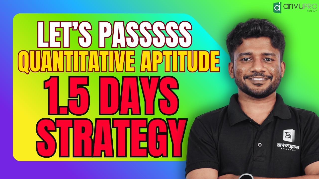 1.5 Days Strategy Quantitative Aptitude | CA Foundation | Success Plan | Sep 2026 Nithin