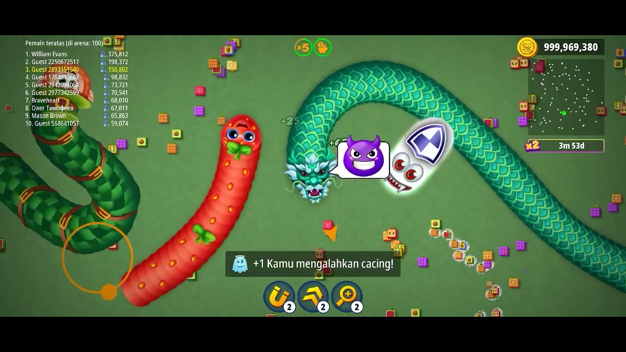 Ahah playing time lapse in worm zone and become the first rank in the world worm zone 
