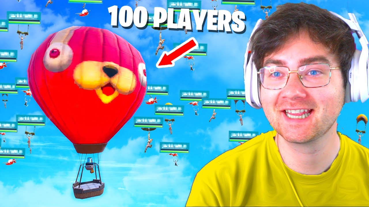 I Got 100 Players To Land On The Hot Air Balloon in Fortnite (Who Survives?)