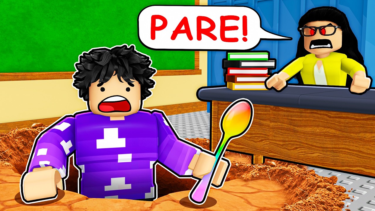 FUGI da ESCOLA MACABRA usando UMA COLHER no Roblox