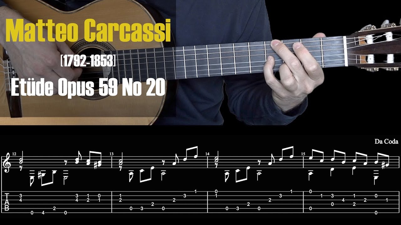 Matteo Carcassi - Etüde Opus 59 No 20. Free tab!
