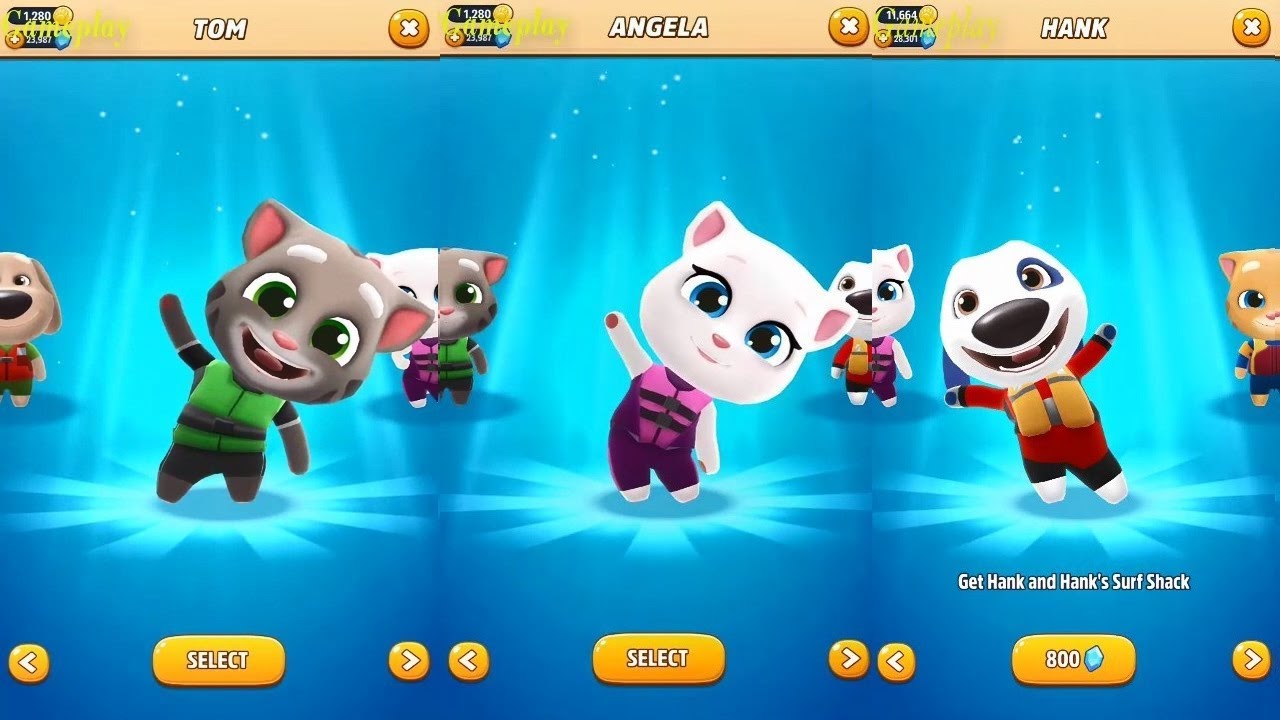 Talking Tom Jetski 2 Android Gameplay- Talking Angela VS Talking Tom VS Talking Hank