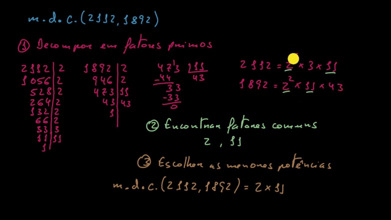 Máximo divisor comum e mínimo multiplo comum de grandes números - Khan Academy em pt (6.º ano)