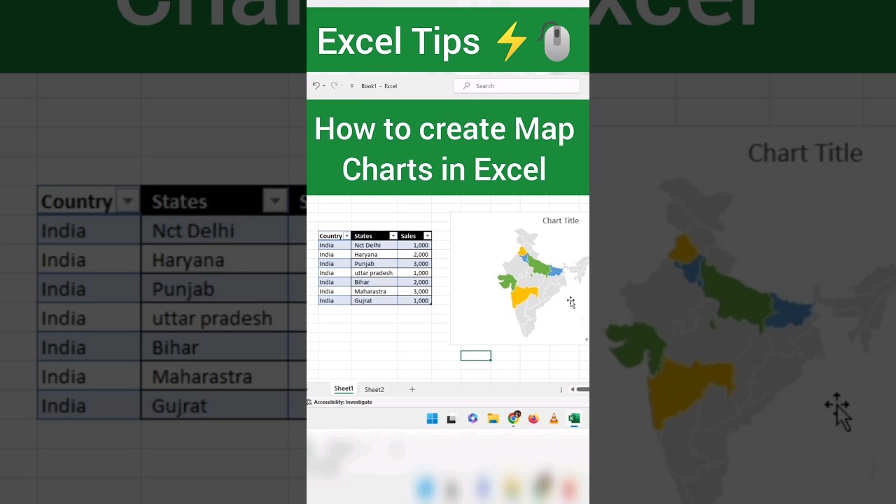 How to create Map Charts in Excel  #Trending #trendingreels #reelitfeelit #msoffice
