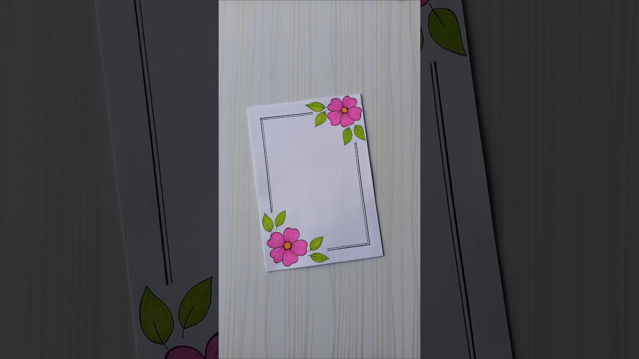 Pink Floral Corner Border Design | Lovely Notebook Frame/6 easy border/Priyanka Gunwal #shorts