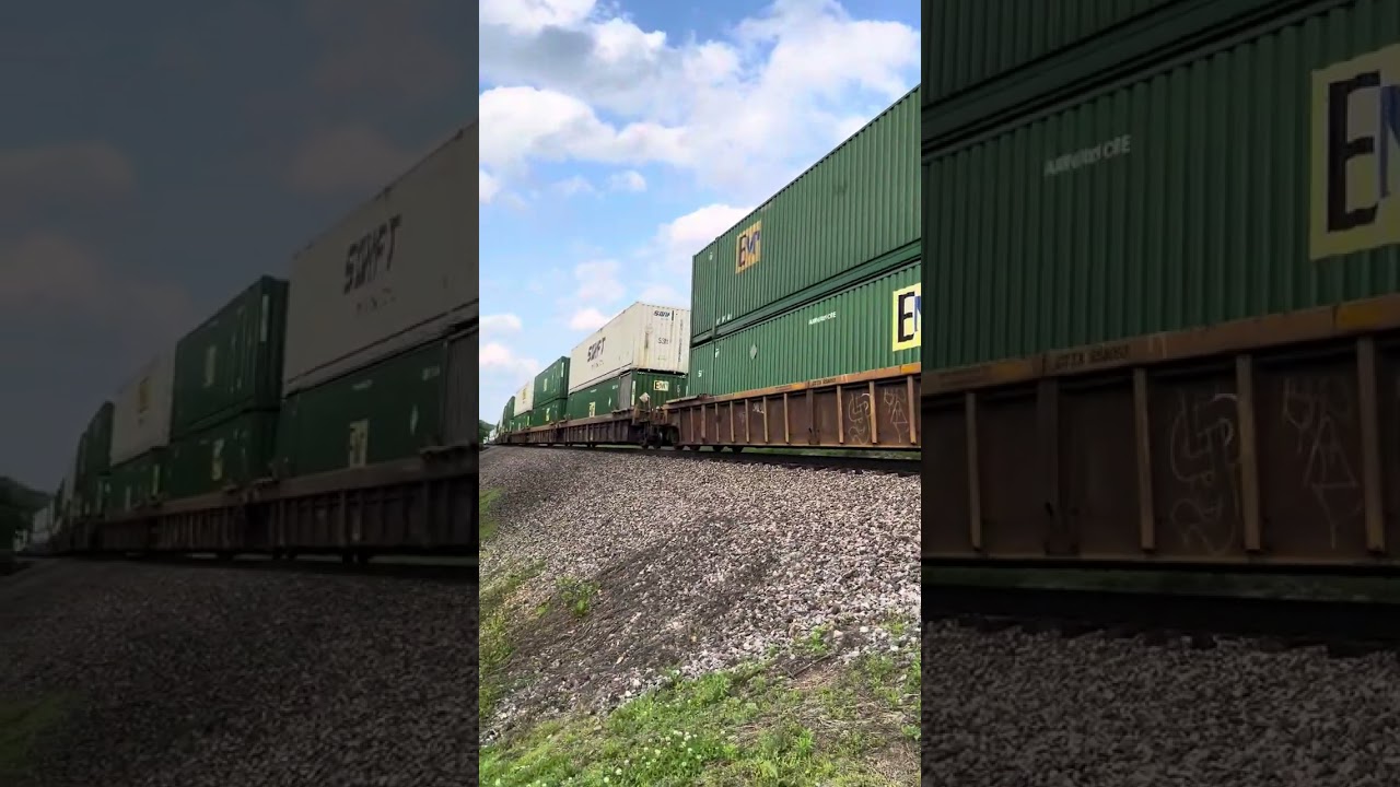 Norfolk Southern double stack and auto rack train in new Albany , IN