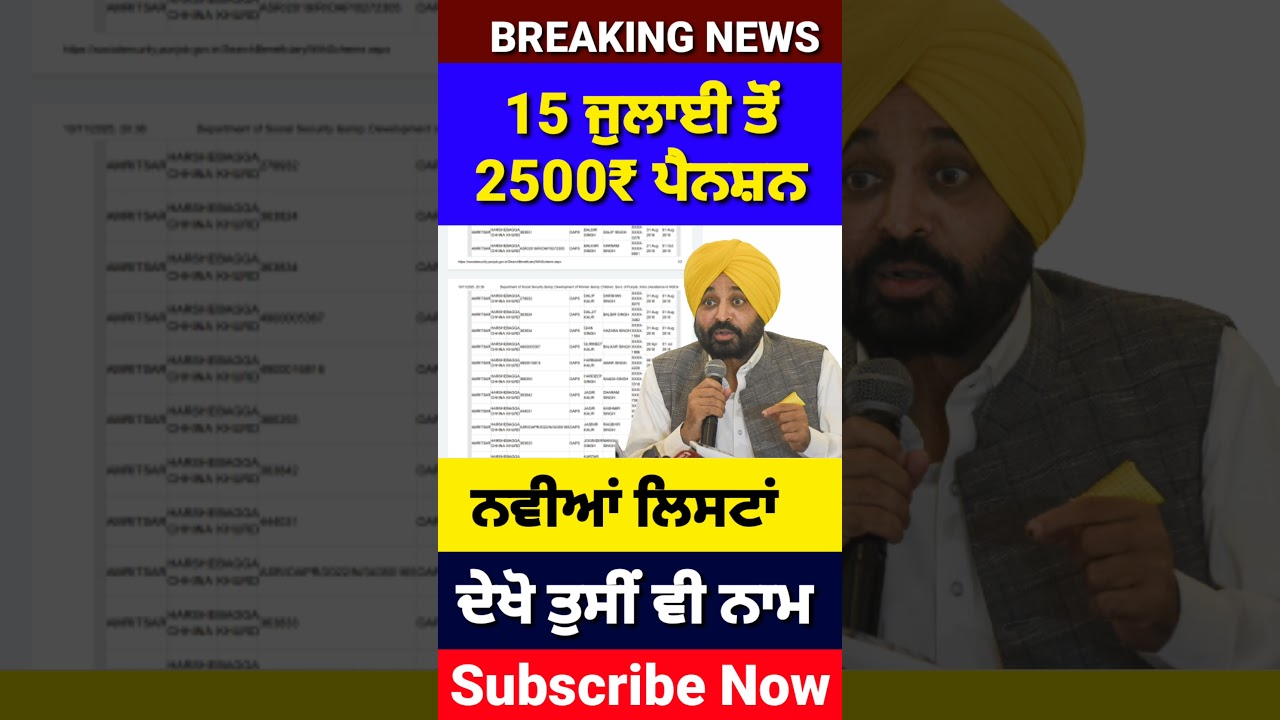 ਬੁਢਾਪਾ ਪੈਨਸ਼ਨ 2500, #2500pension #pensionscheme #pension #shorts #reels