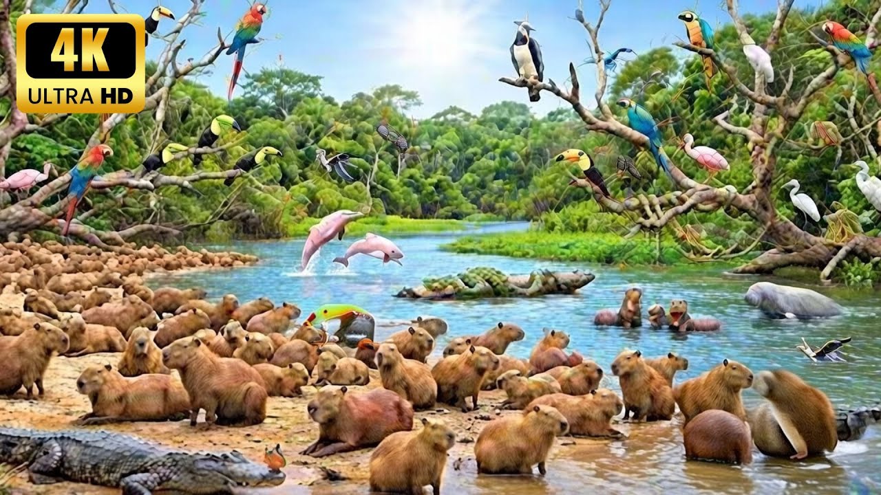 Relaxing Walk In The Amazon: Pink Dolphins, Capybaras & The Gentle Giants (4K HDR)