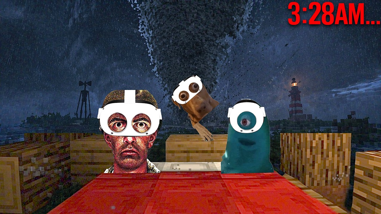 3 Idiots Survive a Tornado Sleepover in VR Minecraft