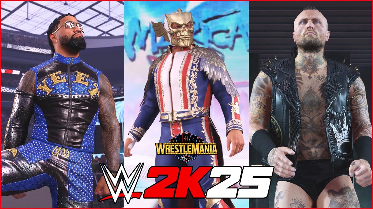 WWE 2K25 Aleister Black Vs Cody Rhodes vs Jey Uso (Wrestlemania 41 Pack)